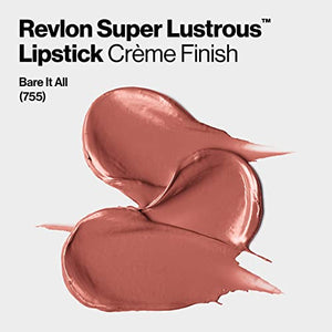 Lipstick by Revlon, Super Lustrous Lipstick, High Impact Lipcolor with Moisturizing Creamy Formula, Infused with Vitamin E and Avocado Oil, 755 Bare It All