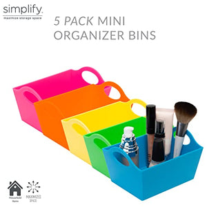 Simplify Neon, 5 Pack, Mini Storage Containers, Bins, Drawer, Office Organization, Good for Toys, Hair Accessories, Bobby Pins, Q-Tips, Small Items