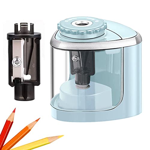 Aogwat Pencil Sharpener Electric Pencil Sharpeners, Portable Pencil Sharpener Kids, Blade to Fast Sharpen, Suitable for No.2/Colored Pencils(6-8mm)/School Pencil Sharpener/Classroom/Office/Home (Blue)