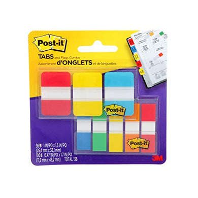 Post-it 7100194200 Flags and Tabs Value Combo, Assorted, Pack of 136