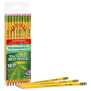 Ticonderoga Woodcase Pencils 6 Pre-Sharpened Boxes of 18, 108 Pencils Total (13818SP)