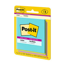 Post-it Super Sticky Notes, 3x3 in, 3 Pads, 2x the Sticking Power, Supernova Neons, Bright Colors, Recyclable (3321-SSMIA)