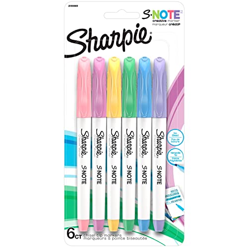 SHARPIE S-Note Creative Markers Highlighters | Assorted Colors | Chisel Tip | 6 Count