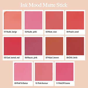 Peripera Ink Mood Matte Lipstick, Lightweight, Matte, Smooth, Hydrating, Lasting Color Payoff (10 PINK AVENUE)