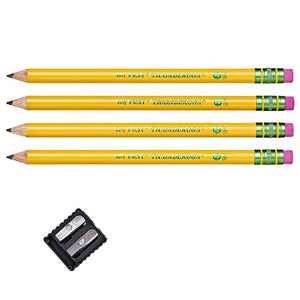 Ticonderoga My First Wood-Cased Pencils, Pre-Sharpened, 2 HB, With Sharpener, Yellow, 4 Count