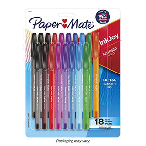 Paper Mate InkJoy 100ST Ballpoint Pens, Medium Point (1.0mm), Assorted, 18 Count