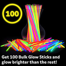 Glow Sticks Bulk Party Favors 100pk - 8" Glow in the Dark Party Supplies, Light Sticks for Neon Party Glow Necklaces and Bracelets for Kids or Adults