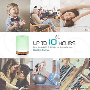 ASAKUKI 300ML Essential Oil Diffuser, Quiet 5-in-1 Premium Humidifier, Natural Home Fragrance Aroma Diffuser with 7 LED Color Changing Light and Auto-Off Safety Switch