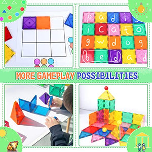 Magnetic Tiles Beginner Set Toys for Girls & Boys Toddler Toys Sensory Toys for Toddlers 3-4 Magnetic Blocks for Kids Age 3-5 4-8 Kids Toys Encourage Kids Creativity & Develop Fine Motor Skills