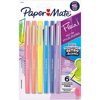 Paper Mate, PAP2097888, Flair Medium Point Pens, 6 / Pack