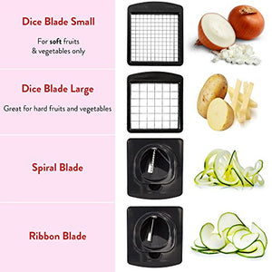 Fullstar Vegetable Chopper - Spiralizer Vegetable Slicer - Onion Chopper with Container - Pro Food Chopper -  Slicer Dicer Cutter - (4 in 1, White)