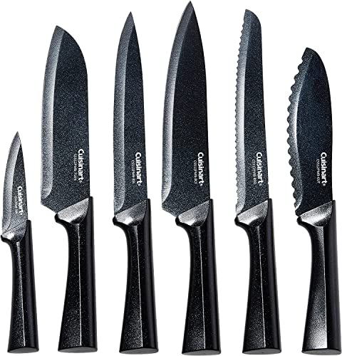 CUISINART Cutlery Knife Set, 12pc Metallic Cutlery Knife Set with Blade Guard , Lightweight, Stainless Steel, Durable & Dishwasher Safe, C55-12PMB,Black