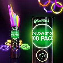100 Ultra Bright Glow Sticks Bulk - Glow in The Dark Party Supplies Pack - 8" Glowsticks Party Favors with Bracelets and Necklaces