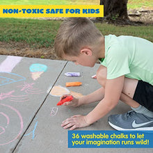 JOYIN 36 PCS Washable Sidewalk Chalks Set in 6 Packs, 18 Colors, Including 12 Tie Dye Sidewalk Chalks, 12 Glitter Chalks & 12 Neon Color Chalks, Outdoor Chalk for Painting, Drawing, Gifts for Kids