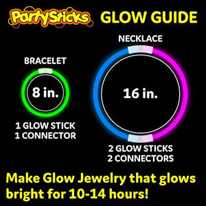 Glow Sticks Bulk Party Favors 100pk - 8" Glow in the Dark Party Supplies, Light Sticks for Neon Party Glow Necklaces and Bracelets for Kids or Adults