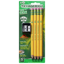 Ticonderoga My First Wood-Cased Pencils, Pre-Sharpened, 2 HB, With Sharpener, Yellow, 4 Count