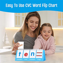 CVC Word Flip Chart, Double Sided Word Flip 40 Short Vowel Words Freestanding Flip Chart Consonant Vowel Consonant Word Flashcards Word Builder Activity Educational Learning Tool for School Supplies