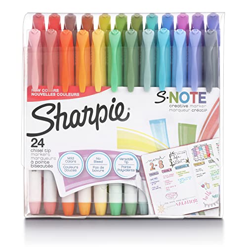 SHARPIE S-Note Creative Markers, Assorted Colors, Chisel Tip, 24 Count