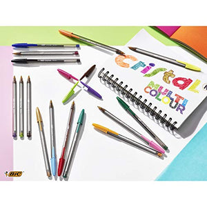 BIC Cristal Fun, Ballpoint Pens, Smudge-Proof Writing Pens and Wide Point (1.6 mm), Ideal for School, Purple Ink, Pack of 20
