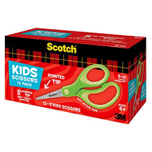 Scotch 5" Soft Touch Blunt Tip Kids Scissors, 12 Count Teacher’s Pack, Green, All-Purpose Scissors for School and Crafts (1442P-12)