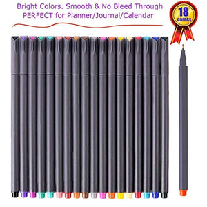 iBayam Journal Planner Pens Colored Pens Fine Point Markers Fine Tip Drawing Pens Fineliner Pen for Journaling Writing Note Taking Calendar Coloring Art Office Back to School Supplies, 18-Pack