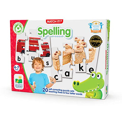 The Learning Journey: Match It! - Spelling - 20 Piece Self-Correcting Spelling Puzzle for Three and Four Letter Words with Matching Images - Learning Toys for 4 Year Olds - Award Winning Toys