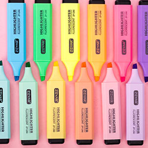 ZEYAR Highlighter, Chisel Tip Marker Pen, AP Certified, Assorted Colors, Water Based, Quick Dry (12 Colors)