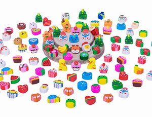 Mini erasers for Kids Bulk, 300+ pcs Food erasers, Pink Heart erasers Animal Eraser for 100th Day of School Pencils Eraser