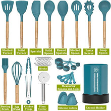 Kitchen Utensil Set Silicone Cooking Utensils -Fungun 35 pcs Kitchen Utensils Tools Wooden Handle Spoons Spatulas Set Cookware Turner Tongs Whisk Kitchen Gadgets with Holder (BPA Free, Non Toxic)