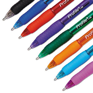 Paper Mate 1960662 Profile Ballpoint Retractable Pen, Assorted Ink, Bold, 8/Set