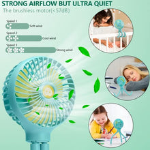 snawowo Mini Handheld Personal Portable Fan, Baby Stroller Fan, Car Seat Fan, USB or Battery Powered, with Flexible Tripod Clip on Student Bed Desk Bike Crib Treadmill Camping Traveling (Green)