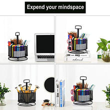 Marbrasse Mesh Desk Organizer, 360-Degree Rotating Multi-Functional Pen Holder, 4 Compartments Desktop Stationary Organizer, Home Office Art Supply Storage Box Caddy (Black)