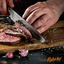 NutriChef 13 Piece Kitchen Knife Set - German Stainless Steel Kitchen Precision Knives Set w/ 6 Steak Knives & Bonus Scissors, Wooden Block Stand w/ Sharpener - Slicing, Chopping, Dicing - NCKNS13