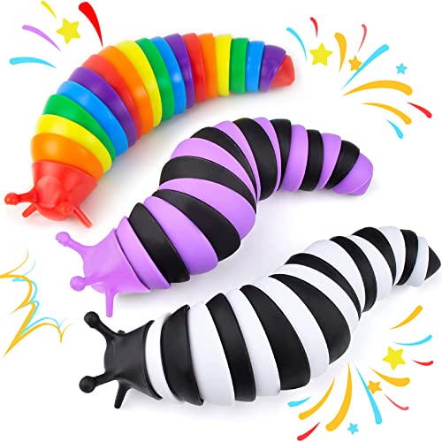 IFiwin 3PC Fidget Slug, Sensory Slug Fidget Toys for Autistic Kids Adults, Autism Sensory Toys, Stress Toys, Toddler Toys, Birthday Gifts for 3 4 5 6 7 8+ Year Old Girl, Stress Relief Gifts for Women