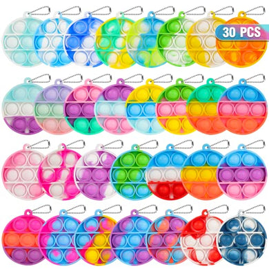 Pop Fidget Toys Its Party Favors for Kids 4-8 8-12, 30 PCS Mini Pop Keychain It Fidget Toy Bulk Toddler Toys Fidgets Pack Stress Sensory Toys Classroom Prizes Birthday Party Favors for Kids Boys Girls