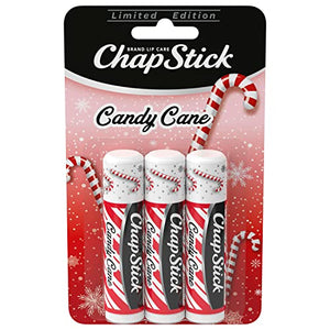 ChapStick Candy Cane Peppermint Lip Balm Tube, Candy Cane Lip Balm and Lip Moisturizer for Lip Care - 0.15 Oz (Pack of 3)