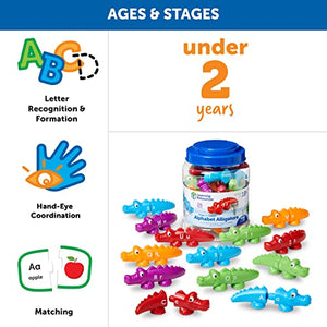 Learning Resources Snap-n-Learn Alphabet Alligators, Fine Motor Toy, 26 Double-Sidedpiece, Ages 18 Months +, Multicolor