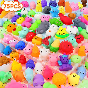 75pcs Mochi Squishy Toy Easter Egg Fillers Party Favors for Kid Stress Relief Toy Kawaii Mini Animal Squishies Classroom Prizes Easter Party Favors Goodie Bag Fillers Easter Gifts for Boy Girl Random