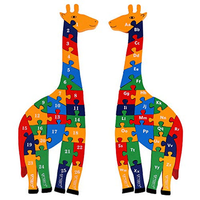 TOWO Wooden Giraffe Alphabet Blocks and Number Blocks Jigsaw Puzzle 41 cm Large Size 2 in 1 ABC Number Puzzle - Wooden Letter Blocks Puzzle Number Puzzles Educational Toys for 3 Year olds