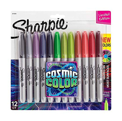 Sharpie Permanent Markers, Fine Point, Cosmic Color, Limited Edition, 12 Count