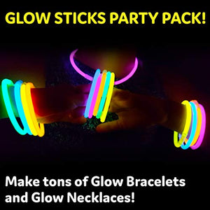 Glow Sticks Bulk Party Favors 100pk - 8" Glow in the Dark Party Supplies, Light Sticks for Neon Party Glow Necklaces and Bracelets for Kids or Adults