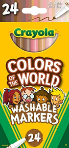 Crayola Colors of the World Markers (24ct), Washable Skin Tone Markers, Fine Line Markers for Kids, Great For Coloring Books, Ages 3+