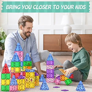 Magnetic Tiles Kids Games Toys for 3+ Year Old Boy and Girl Birthday Gifts, Magnet Blocks Building STEM Preschool Sensory Learning Montessori Autism Toys for Toddlers Kids Ages 3-5, 5-7, 4-8, 8-12