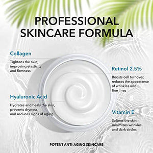 Face Moisturizer Collagen Retinol Cream with Hyaluronic Acid - Day & Night Cream - Made in USA - Skin Tightening Cream for Face - Anti Aging Face Cream - Face Moisturizer for Women & Men - 1.7oz