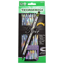 Ticonderoga Noir Pencils, Wood-Cased #2 HB Soft, Pre-Sharpened with Eraser, Holographic Barrel, 6 x 12-Packs, 72 Pencils Total (13970)