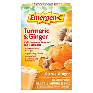 Emergen-C Citrus-Ginger Fizzy Drink Mix, Turmeric and Ginger, Immune Support, Natural Flavors with High Potency Vitamin C, 18 Count