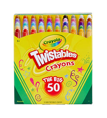 Crayola Mini Twistables Crayons (50 Ct), Kids Back To School Supplies, For Preschool & Kindergarten, Crayons For Toddlers & Kids, Ages 3+