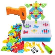 Creative Mosaic Drill Set for Kids, Creative Drilling Toy with Screwdriver Tool Playset, Electric Drill Toy & Rainbow Fasteners, Premium STEM Toys Building Set for 3+