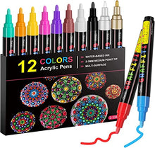Emooqi Acrylic Paint Pens, Set of 12 Pcs Paint Markers Pens for Rocks, Craft, Ceramic, Glass, Wood, Fabric, Canvas -Art Crafting Supplies