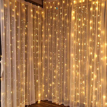 Dazzle Bright Curtain String Lights, 300 LED 9.8ft x9.8ft Warm White Fairy Lights with 8 Lighting Modes, Waterproof Lights for Bedroom Christmas Party Wedding Home Garden Wall Decor